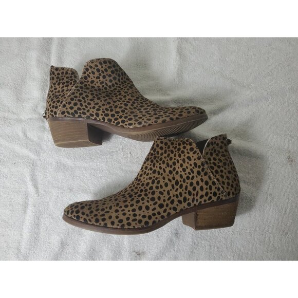 Michael Shannon Leather Upper Ankle Boots Zip -Up Women's‎ Size 9 Leopard Print - Picture 6 of 8